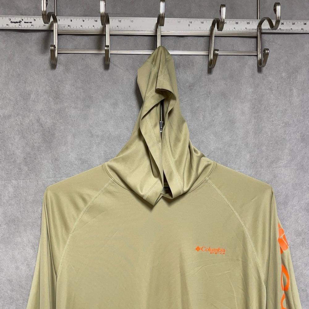 Columbia Hoodie Men S Beige PFG Omni-Shade L/S Fishing UPF Lightweight Pullover